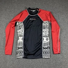 Henderson Aquatics Rash Guard Mens Medium Red Black Long Sleeve Graphic