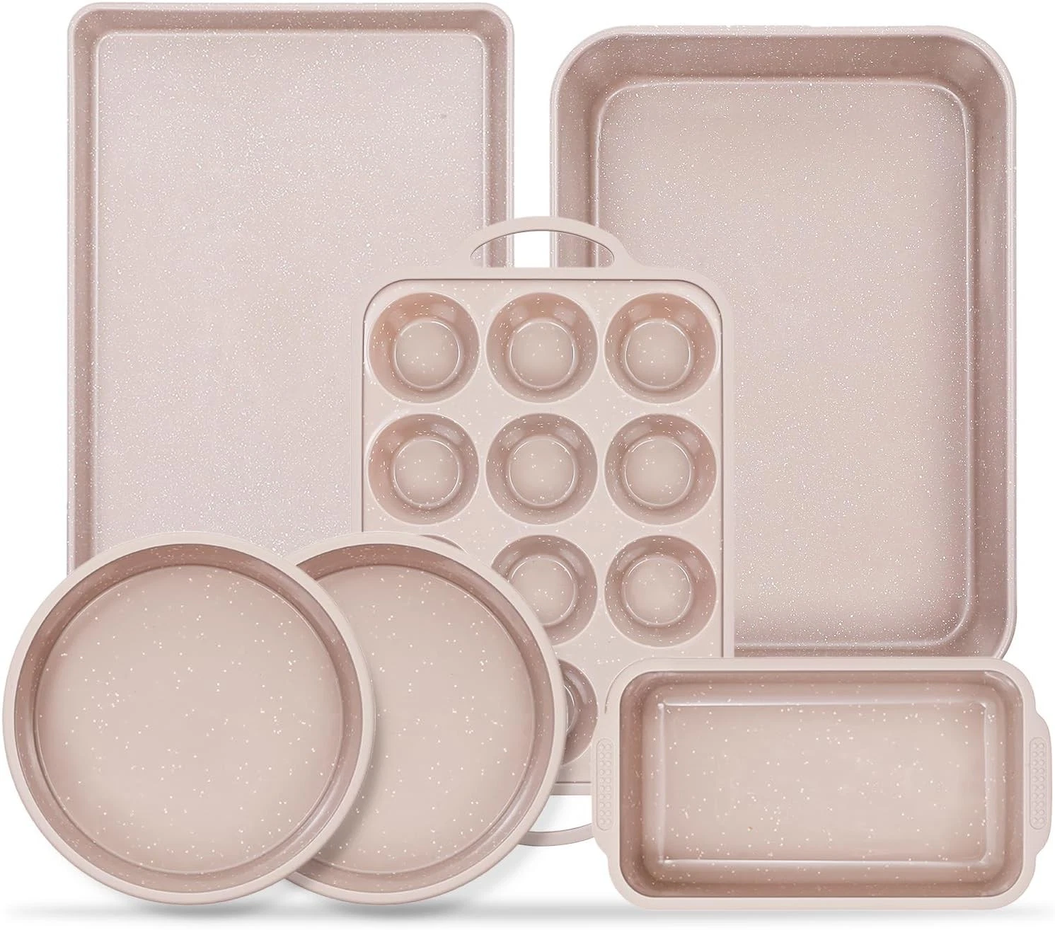 6-Piece Baking Pans Set Nonstick Bakeware Set includes Silicone Muffin Loaf Cake