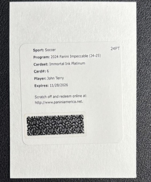 2024 Panini Impeccable John Terry Immortal Ink Platinum Auto 1/1 !