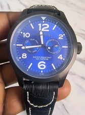 Invicta Specialty Military Blue Dial Black Leather Strap Men's Watch 12177