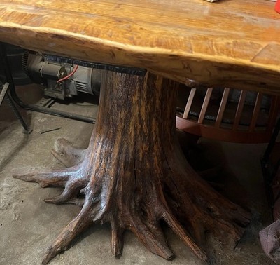 Artisan Masterpiece: Hard Oak Rooted Dining Table with Oak Inlay.