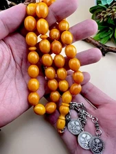 مسباح مسبحة مسكي الماني شرابة فضة  Islamic Prayer Rosary 33 Beads Tasbih 🎁.