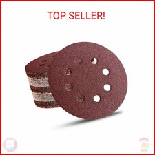 52 Pack 5 Inch 8-Hole Hook and Loop Sanding Discs Sandpaper Red Round 60 80 120 0.21 per gallon