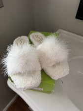 Sam Edelman Francie Shearling Furry Flat Slipper Size 8.5 Ivory