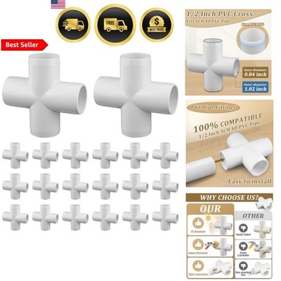 PVC Pipe Fittings 20 Pack 4 Way Cross for 1/2 Inch PVC Pipe DIY Structures