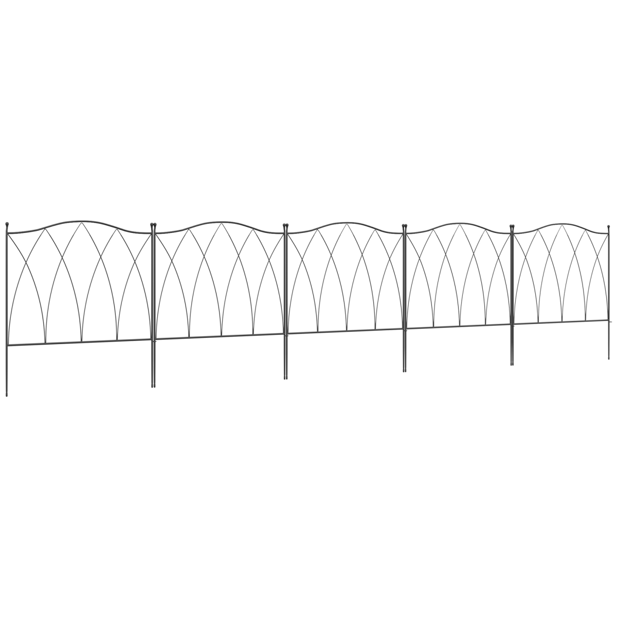 Outsunny Black Set Of Five 61.5Cm Decorative Metal Fence Panels - Image 2