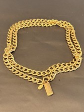 Vintage Ralph Lauren Gold Tone Chain Necklace 20in Clasped Logo Charm