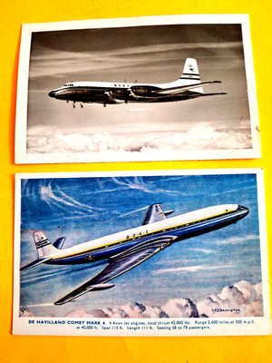 BOAC Bristol Britannia Photo Postcard + BOAC De Havilland Comet Mark 4 Postcard