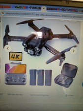 Deerc D96 Drones 4K Dual HD Camera Foldable FPV RC Quadcopter 3 Batteries 36mins