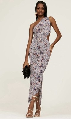 misa los angeles one shoulder dress Misa Los Angeles Josefine One Shoulder Floral Ruffle Mini Dress Size M