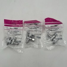 NEW  3 Pack Apollo 1/2'' Pex x 3/8'' Compression Angle Stop Valve - APXVA1238C