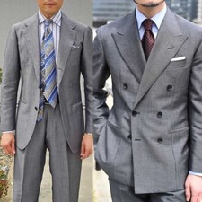 Formal Men's Suit Peak Lapel Regular Fit Business Office Double Breasted 2 Pcs