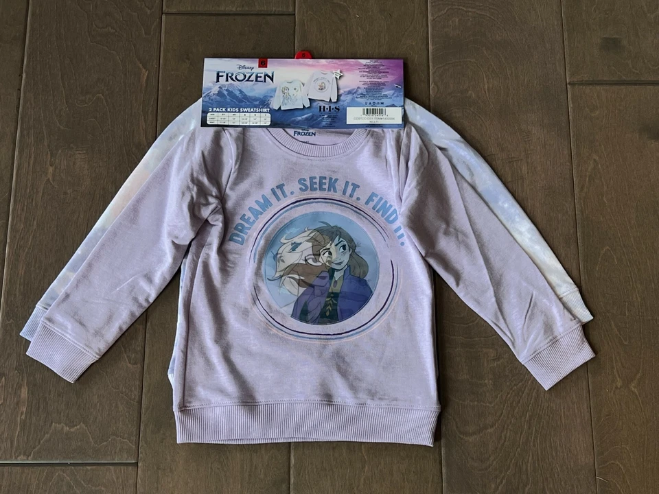 Lote feminino 2X moletom Disney Frozen Elsa gola redonda camisa Disneyland pacote com 5 anos - Imagem 2 de 4
