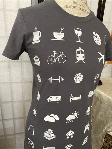 American Apparel JR Women L Gray Cotton Fitted Tee Screenprint:Travel - Picture 13 of 16