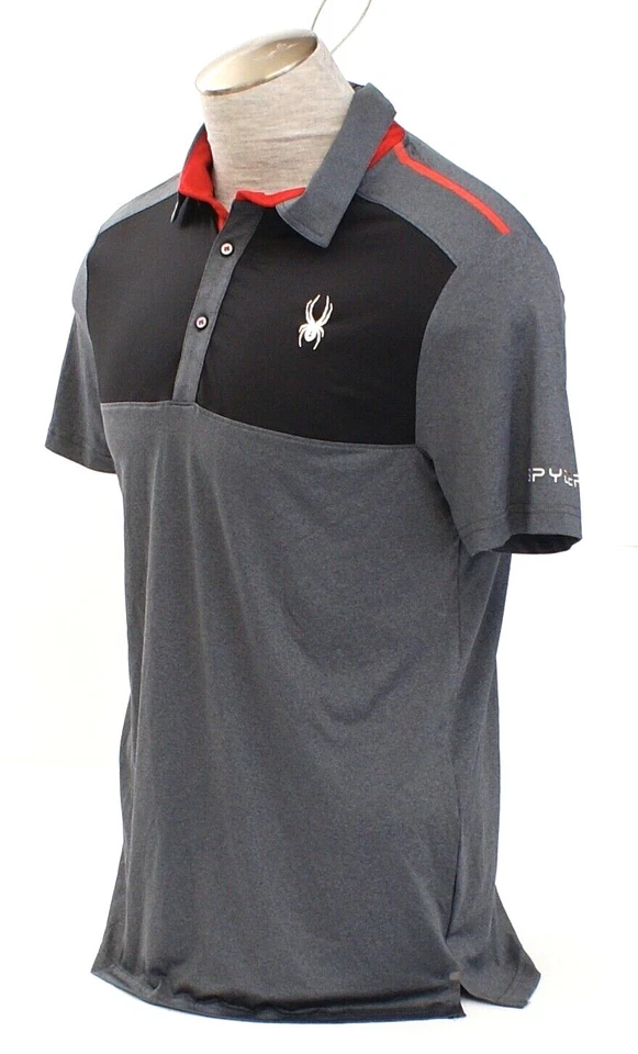 Polo Spyder Active y Negro Gris Manga Corta Para Hombre M Nuevo Con Etiquetas Foto 2 de 4
