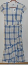 WOMEN'S OLD NAVY PLAID WAIST-DEFINED FAUX-WRAP TIERED MIDI DRESS - SIZE SMALL