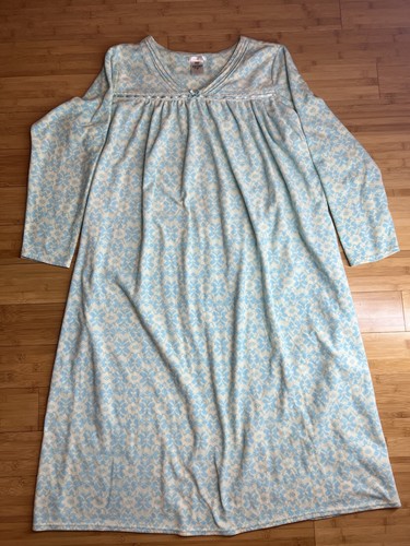 Pink Women’s micro-fleece Cream & Blue long sleeve Nightgown/Sleepwear|Size:1X - Picture 11 of 22