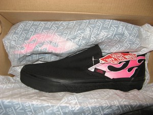 pink vans with flames