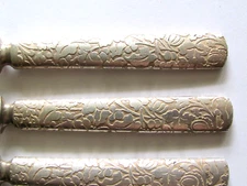 ANTIQUE ORNATE HANDLE R WALLACE & SONS 5 3/4" BUTTER  FRUIT KNIVES SET OF 6
