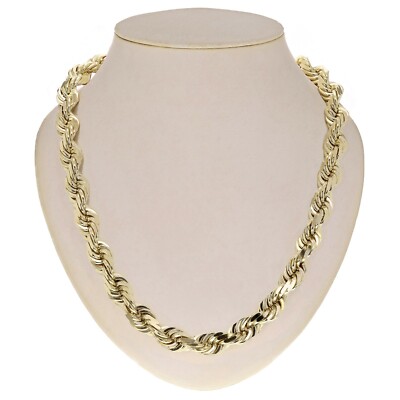 Men's 14k Yellow Gold Rope Chain Necklace Solid Heavy Link 26