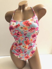 Victoria's Secret One Piece Padded Strappy Back Blue Blossom Swimsuit Medium NWT
