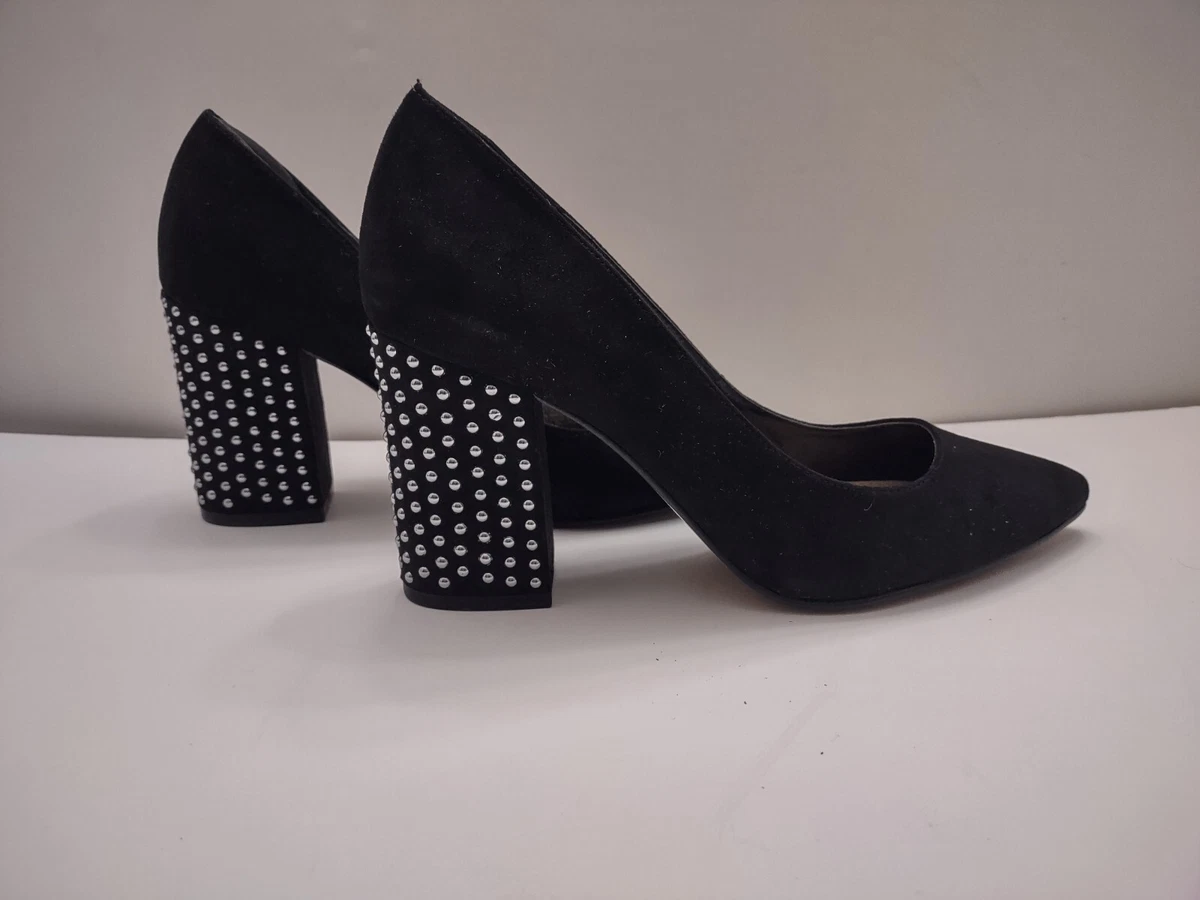 Jessica Simpson Women s Black Suede Pump w Studded Block Heel Size