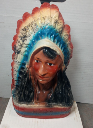 Carnival Chalkware Indian Squaw with headdress / Hero Native american - Picture 1 of 6
