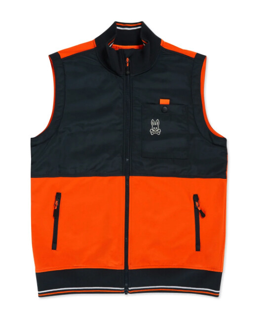 Psycho Bunny Men's Brilliant Orange Lindale Colorblock Vest | eBay