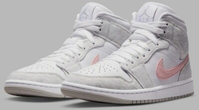 Nike Air Jordan 1 Mid SE White Light Iron Ore Grey Womens Nike Air Jordan 1 Mid SE White Light Iron Ore Grey Womens