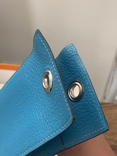 Hermes Vespa Negonda Teal Blue Leather Cigarette Case Multi Pouch, W Strap + Box - Picture 13 of 18