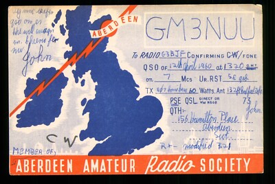 1 x QSL Karte Radio Schottland GM3NUU Aberdeen 1960   U345