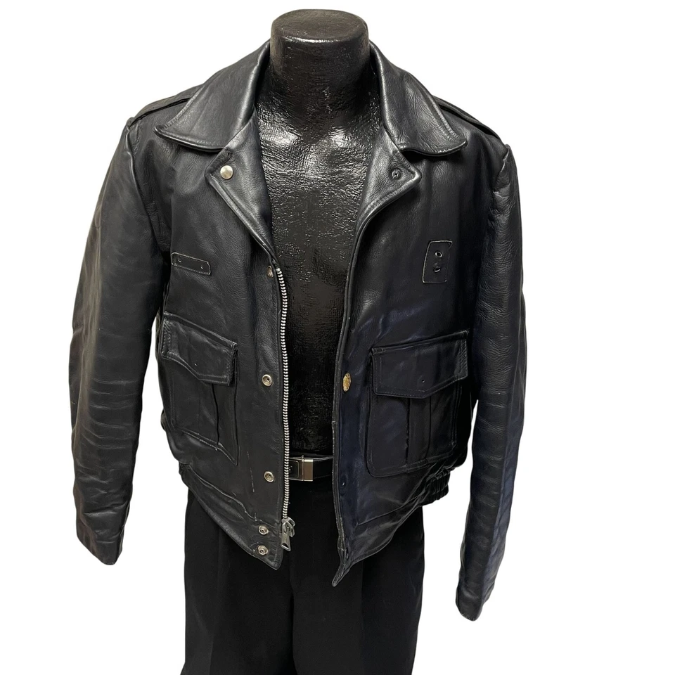 Vtg 70 80’s Kale Chicago Black Motorcycle BIKER Thinsulate Leather POLICE Jacket - Image 3 of 4