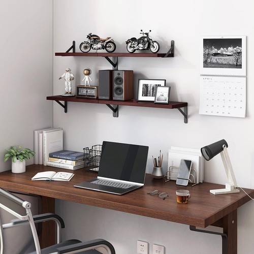 Estantes flotantes de nogal rústico personalizables - Elegante solución de organización del hogar - Imagen 7 de 10