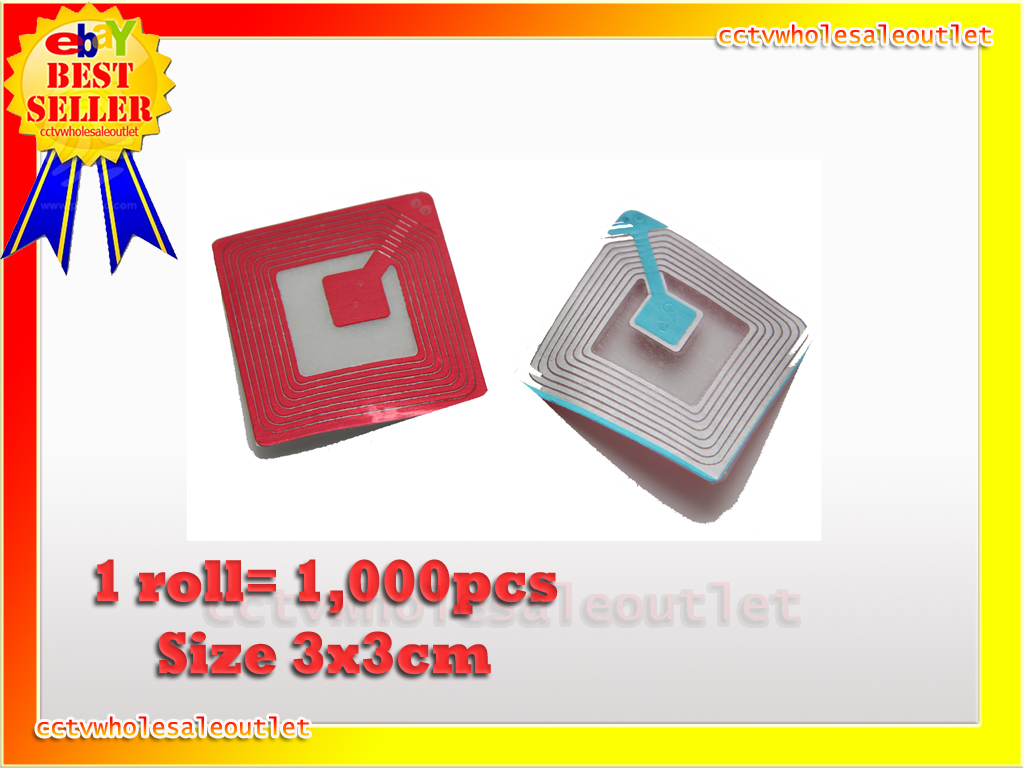 20000 PCS CHECKPOINT COMPATIBLE 3X3 CLEAR SOFT LABEL CASE 8.2MHZ FAKE BARCODE