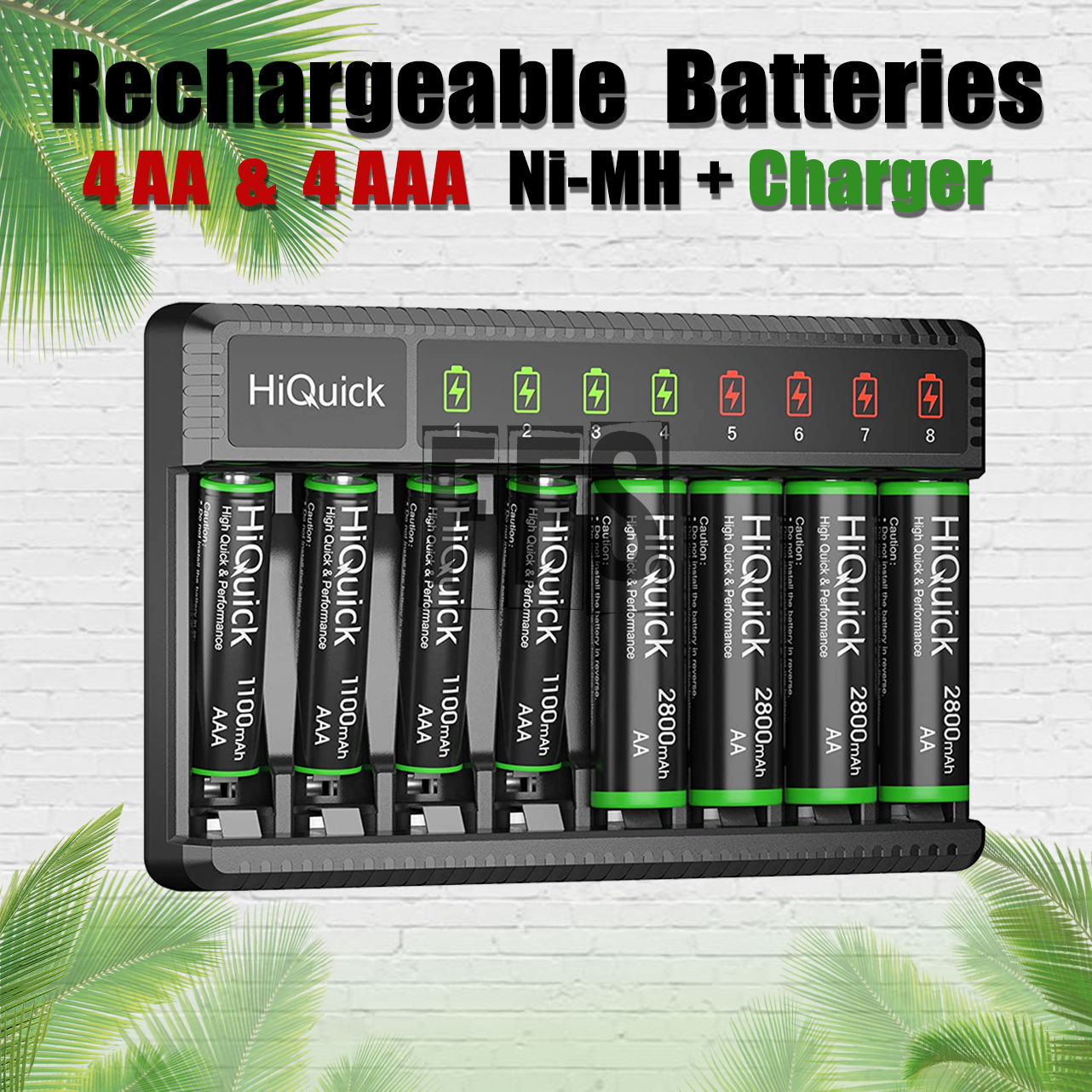 HQ Rechargeable 4 AA & 4 AAA Batteries with LCD Charger LED Fast NiMH NiCD 1.2V 🔋-image