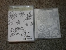 Stampin' Up Retired Cling Stamp Set Falling flowers Bundle