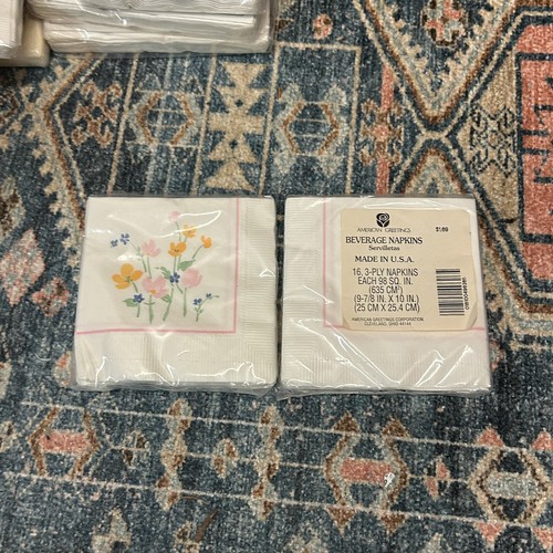 Vintage New Old Stock American Greetings Floral Cocktail Napkins 2 Packages - Picture 2 of 2