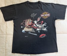 Vintage 90s 1993 Harley Davidson Looney Tunes Shirt Rare Funwear Taz Bugs Stripe