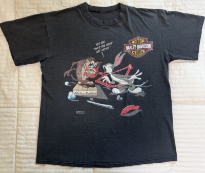 Vintage 90s 1993 Harley Davidson Looney Tunes Shirt Rare Funwear