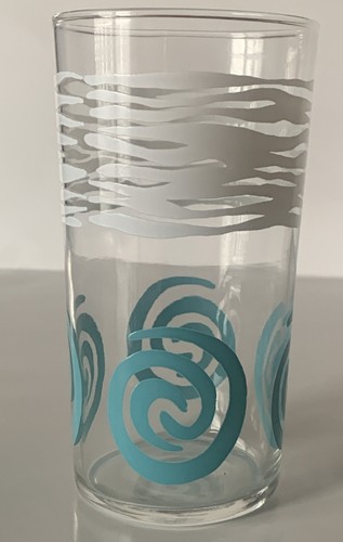 MCM FEDERAL GLASS wavy SWIRL WHITE / AQUA TURQUOISE 1950’S 4.75” replacement - Picture 2 of 14