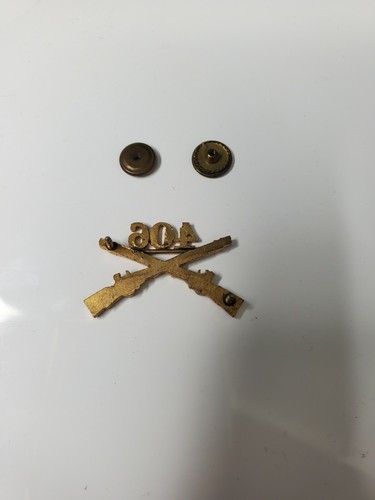 Pre WWII US Army 406 Regiment Officer Cap Badge Insignia Pin Brass Screwbacks - Picture 3 of 5