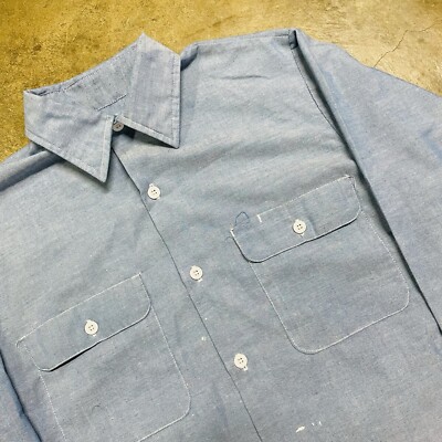 Vintage 60s Big Mac JC Penney Chambray Button Up Shirt Sz L Vintage 60s Big Mac JC Penney Chambray Button Up Shirt Sz L