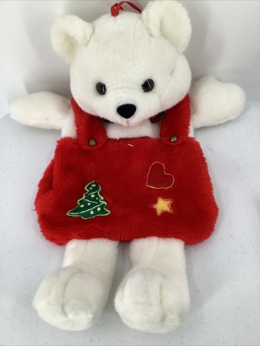 Prima Creations weißer Bär Plüschstrumpf Weihnachten rot kariert Fliege Applikationen - Bild 1 von 8