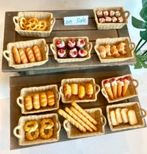 1:12 Food Market Dollhouse Miniature clay bread dessert loaf toast Baskets taco