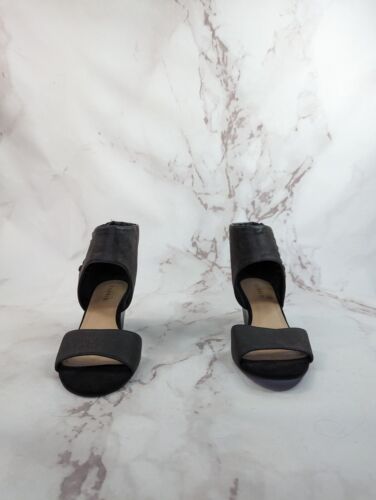Torrid Black Wedge Women 6.5 W Wide Heel Sandal Open Toe Zip Faux Leather - Picture 2 of 10