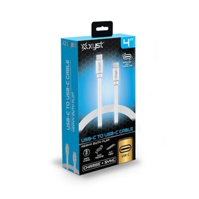 Bower Sync/Charge Cable USB-C to USB-C 4 Ft H.D Flat Straight Connections White