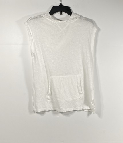 VINCE Sleeveless Hooded Linen Tee - White Size XXS - Picture 6 of 10