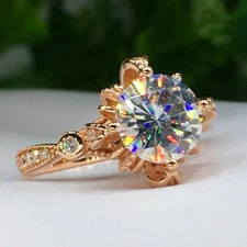 Luxury Round Cut Cubic Zircon Rings Women Yellow Gold Plated Jewelry Sz 6-10