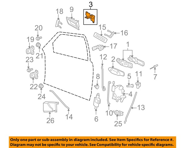 FORD CROWN VIC DRIVER LEFT DOOR I/S HANDLE FNT=REAR BLACK 20032011 OEM
