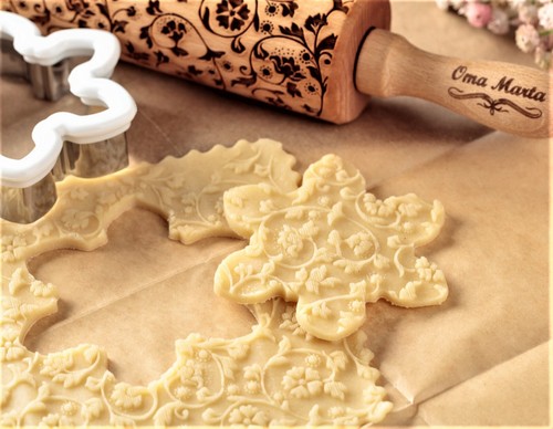 Textured Embossing Rolling pin Springerle mold Baking Cutters Cookie Stamp Clay - Picture 9 of 10